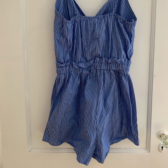 Blue and White Stripped Romper Size Small - Picture 2 of 3
